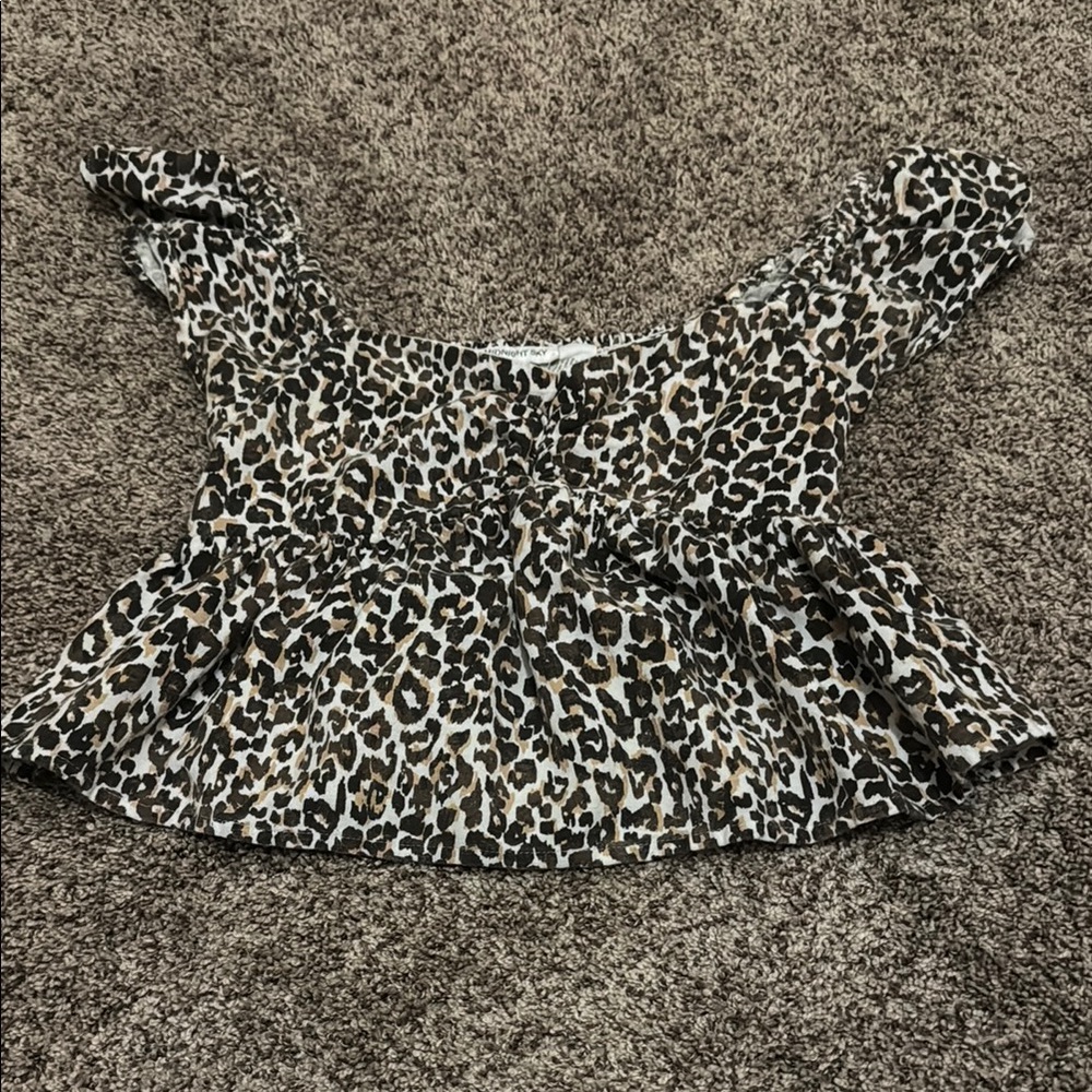 Hollister Black and White Ruffled Peplum Blouse